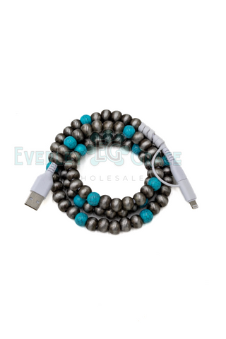 4-IN-1 SILVER PEARLS BEADED CHARGING CABLE
