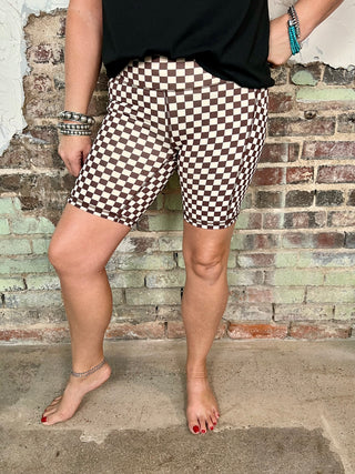 Checkered Biker Shorts